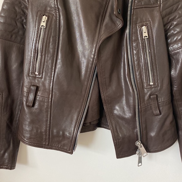 All Saints Brown Leather Jacket Size: 6 - Picture 3 of 9